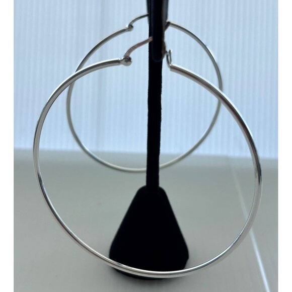 And Now This Silver-Plated 2.61-Inch Hoop Earrings - Picture 2 of 5